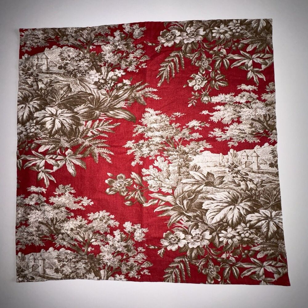 Pottery Barn MATINE Red French Country Toile European Pillow Sham Linen EURO